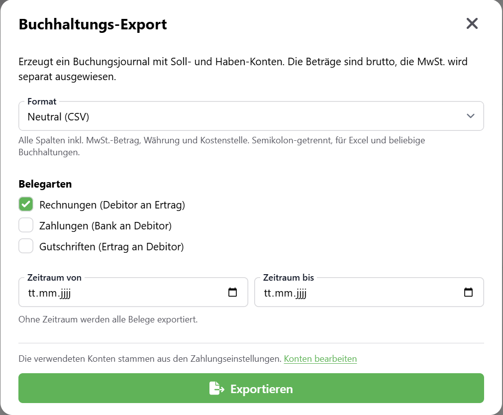 Buchhaltungs-Export