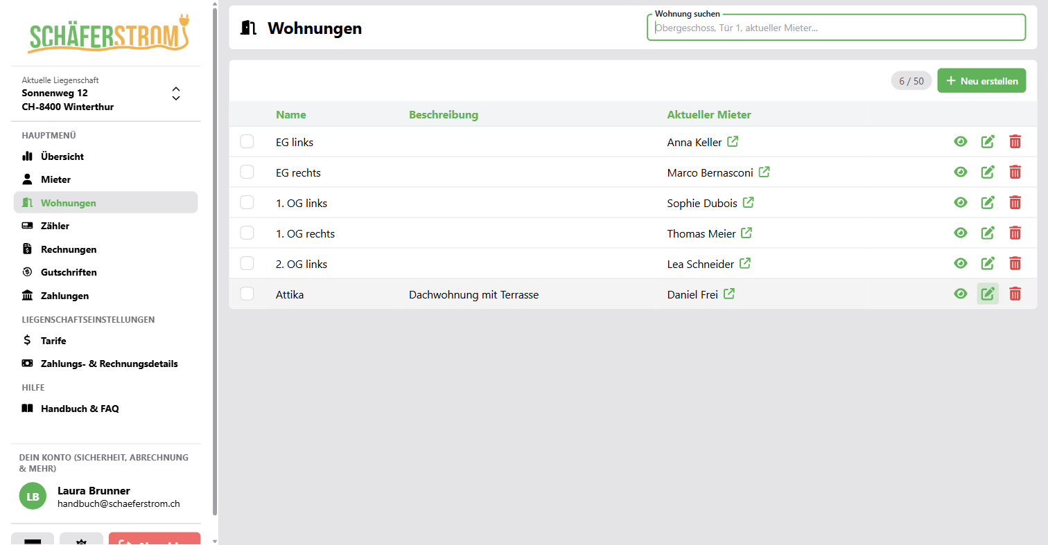 Wohnungsliste