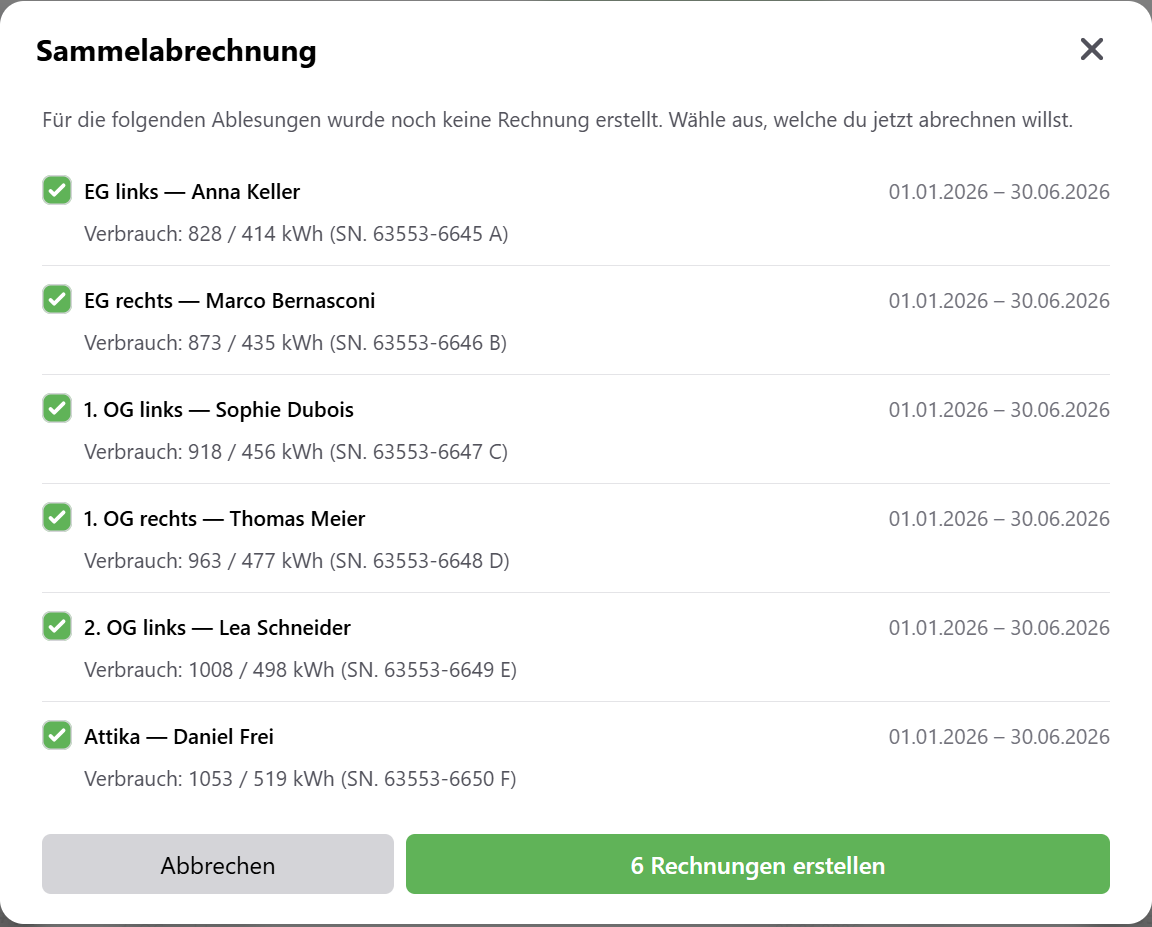 Sammelabrechnung