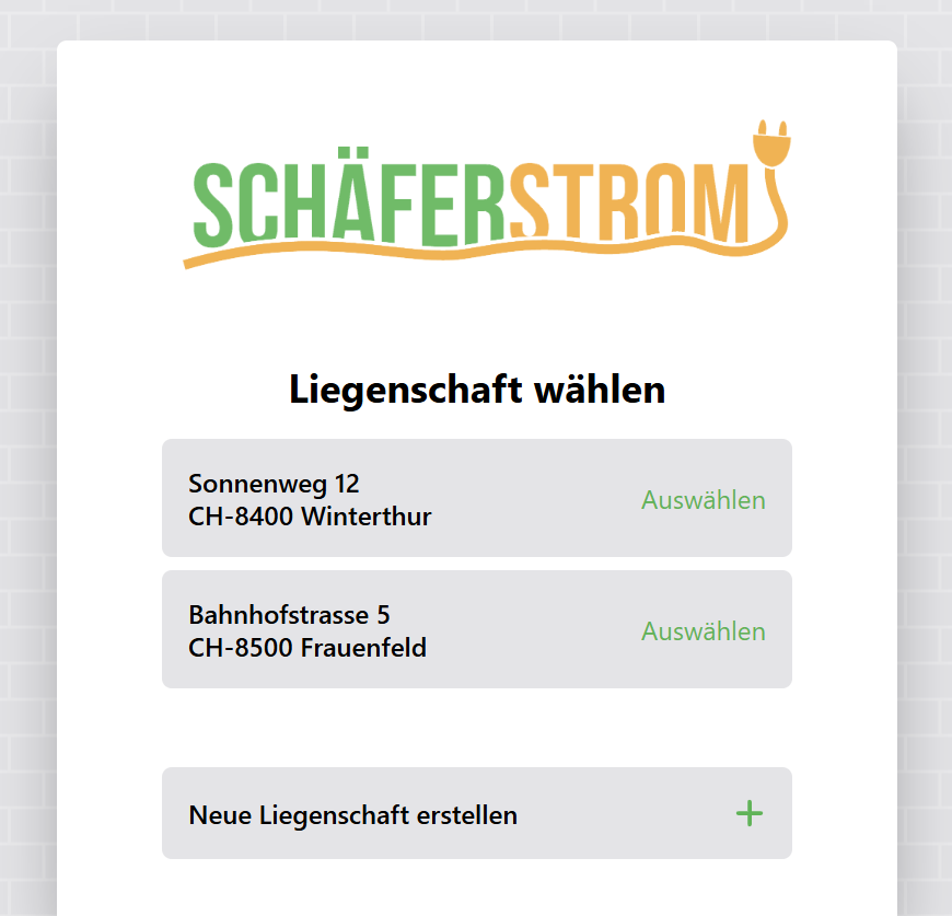 Auswahl der Liegenschaft