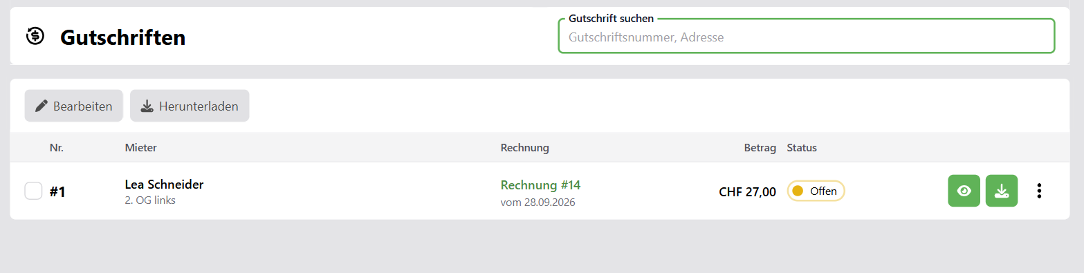 Gutschriften